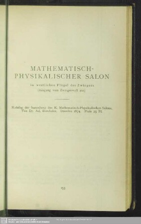 Mathematisch-Physikalischer Salon im westlichen Flügel des Zwingers