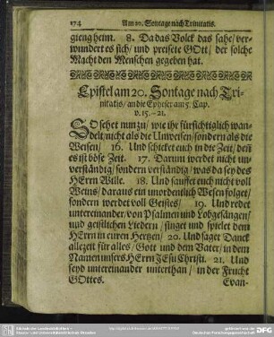 Epistel am 20. Sontage nach Trinitatis