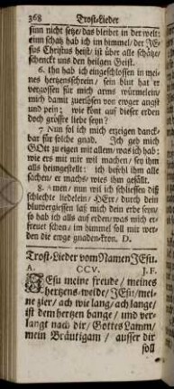 Trost-Lieder vom namen Jesu.