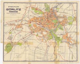 Stadtplan von Görlitz, 1:14000, Druck, 1932 : Stadtplan von Görlitz : 212 m ü. d. Meeresspiegel ; Beilage zum Görlitzer Adreßbuch 1932/1933. - 1:14 000. - [Görlitz] : Hoffmann & Reiber , 1932. - 1 Kt. : mehrfarb. , 39 x 50 cm