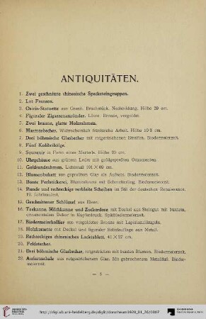 Antiquitäten (Nr. 1-310)