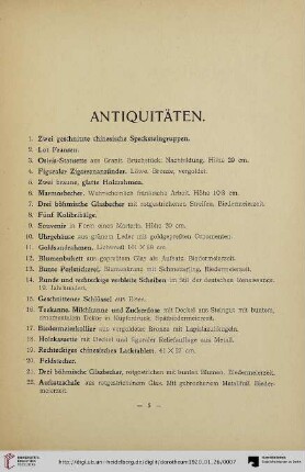 Antiquitäten (Nr. 1-310)