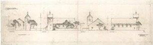 Gsaenger, Gustav; München - Allach; Ev. Kirche, Anbau Gemeindesaal - Ost,- West,- Nord- u. Südseite (Ansicht)
