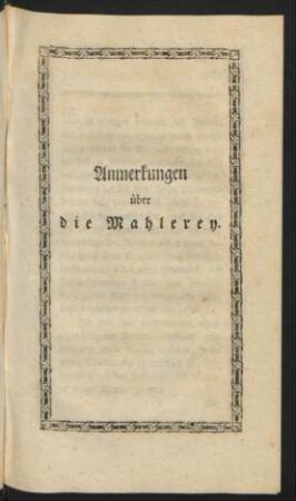 Anmerkungen über die Mahlerey
