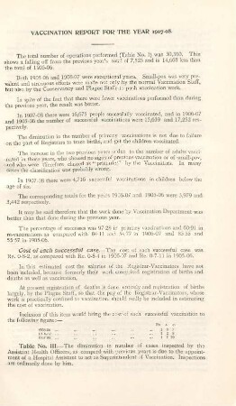 Vaccination report for the year 1907-08