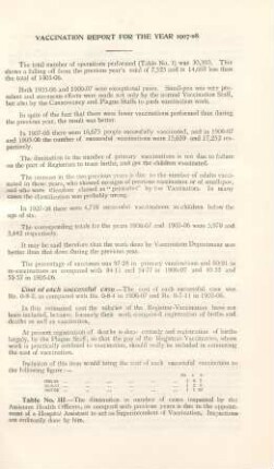 Vaccination report for the year 1907-08