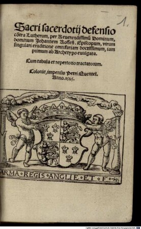 Sacri sacerdotij defensio co[n]tra Lutherum