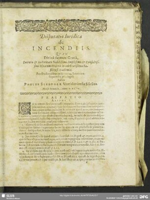 Disputatio Iuridica de Incendiis