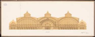 Hauptbahnhof, Frankfurt/Main Empfangsgebäude: Aufriss Rückansicht