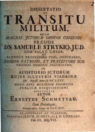Diss. de transitu militum