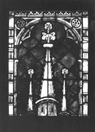 Architekturdetail : Architekturdetail. Glasmalerei (um 1340/1350). Mühlhausen, Pfarrkirche Sankt Blasius (N II (8b))