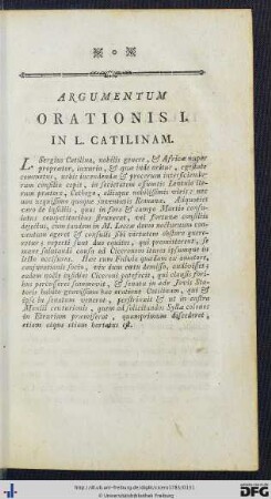 Argumentum Orationis I.