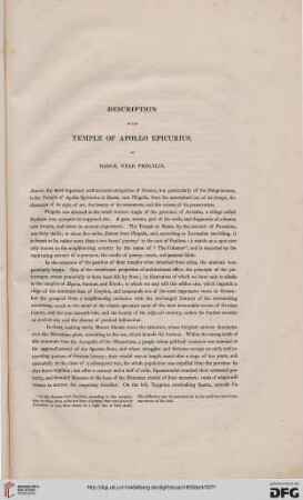 Description of the Temple of Apollo Epirurius at Bassae, near Phigalia