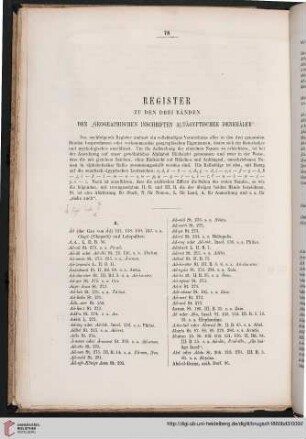 Register zu den drei Bänden der „Geographischen Inschriften altägyptischer Denkmäler“