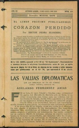 1925009386: Las valijas diplomáticas : (de las memorias de un ex cónsul) ; novela inédita