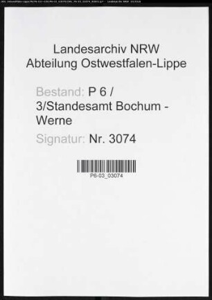 Namensverzeichnis Bochum - Werne, Todesfälle