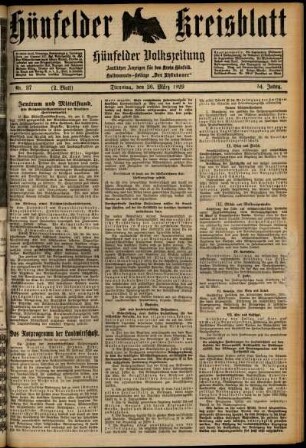 Zweite Ausgabe vom Dienstag, den 26. März 1929.