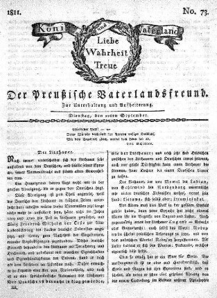 No. 73., vom 10ten September