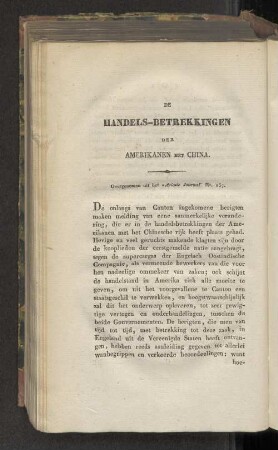 De Handels-Betrekkingen der Amerikanen met China.
