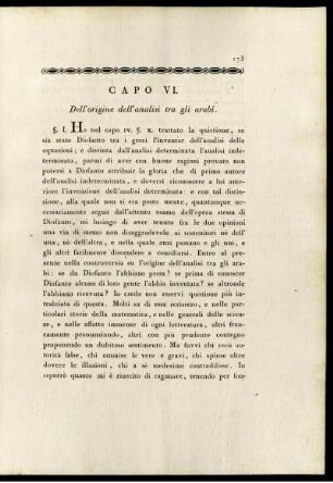 Capo VI. Dell' origine dell' analisi tra gli arabi.