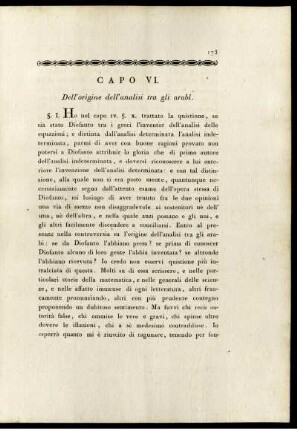 Capo VI. Dell' origine dell' analisi tra gli arabi.