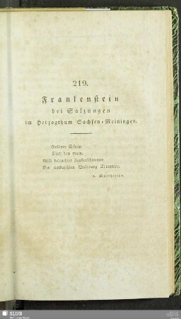 219. Frankenstein bei Salzungen im Herzogthum Sachsen-Meiningen