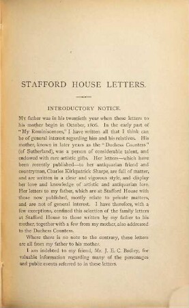 Stafford House Letters : Edited by Lord Ronald Gower With two portraits