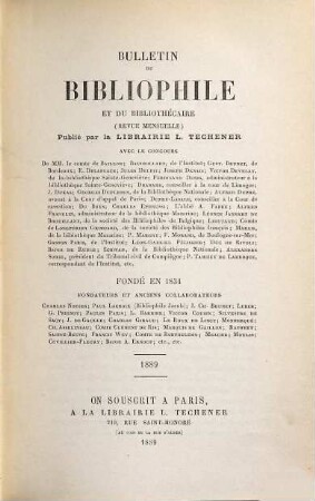 Bulletin du bibliophile et du bibliothécaire. 56. 1889