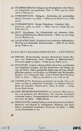 Einrichtungsgegenstände (Nr. 586-633)