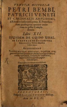 Historia Veneta : lib. XII.