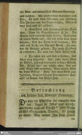 Betrachtung am dritten heil. Advents Sonntage