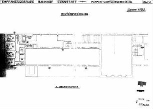 Stuttgart-Bad Cannstatt: Empfangsgebäude Verwaltungsgebäude Heizung 1.Stock (Teil-Grundriß)