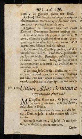 416-428, Num.116. Ultimi Actus virtutum à moribundo eliciendi. - Num.118. Litaniae de omnibus Sanctis.