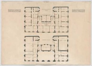 Thiersch, Friedrich von; München; Haus für Handel und Gewerbe - Grundriss 2. OG, Grundriss 3. OG, Grundriss 4. OG