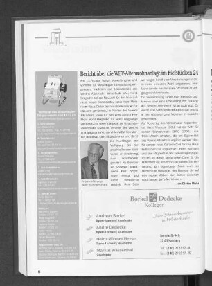 Bericht über die WBV-Altenwohnanlage im Fiefstücken 24