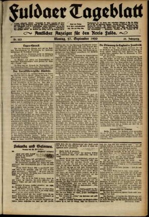 Ausgabe vom Montag, den 27. September 1920.