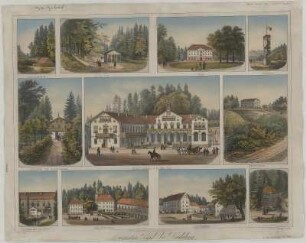 Ansicht von Augustus-Bad bei Radeberg, Lithographie, um 1840 : Arldt, Carl Wilhelm : Augustus-Bad bei Radeberg / Lith. v. Arldt. - [Augustusbad] : Sommerbrodt , [ca. 1840]. - 1 Kunstblatt : color. Lithogr. , 43 x 34 cm