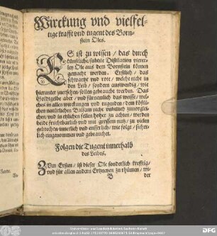Wirckung vnd vielfeltige krafft vnd tugent des Bornstein Oles.