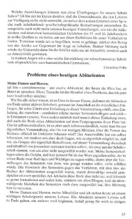 Probleme eines heutigen Abiturienten