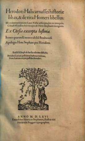 Herodoti Halicarnassei Historiae lib. IX. & De vita Homeri libellus