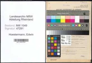 Entnazifizierung Edwin Hoestermann , geb. 29.10.1893 (Werkmeister)