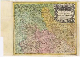 Kriegskarte von Sachsen, Böhmen und Schlesien, 1:1 300 000, Kupferstich, 1756
