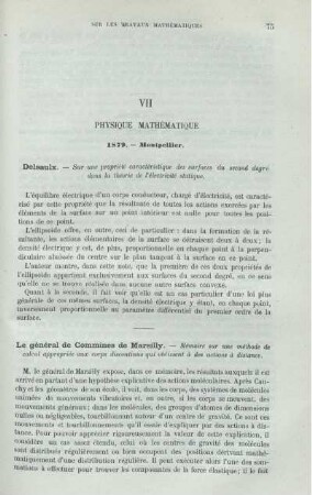 VII. PHYSIQUE MATHÉMATIQUE.