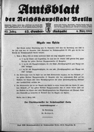 12. Sonderausgabe, 4. März 1941