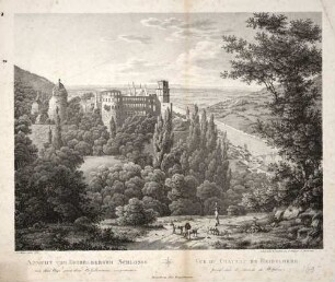 Ansicht vom Heidelberger Schlosse von dem Wege nach dem Wolfsbrunnen aus genommen - Vue du château de Heidelberg prise sur le chemin de Wolfsbrunn