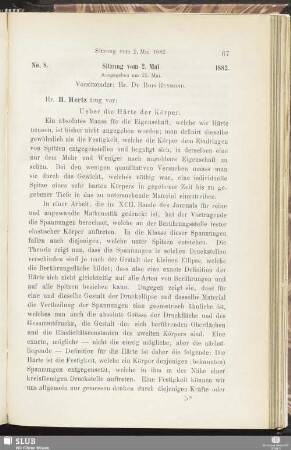 No. 8. Sitzung vom 2. Mai 1882