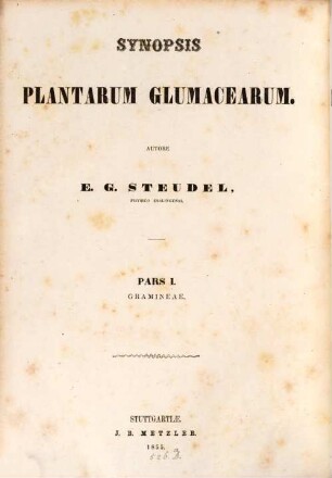 Synopsis plantarum glumacearum, 1. Synopsis plantarum graminearum