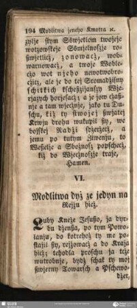 VI. Modlitwa dyż ze jedyn na Rejżu hicż