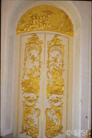 Berlin, Schloss Charlottenburg, Neuer Flügel, Speisesaal (Weißer Saal), R. 362, Tür.