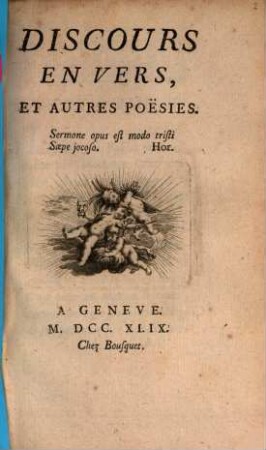 Discours en vers et autres poésies